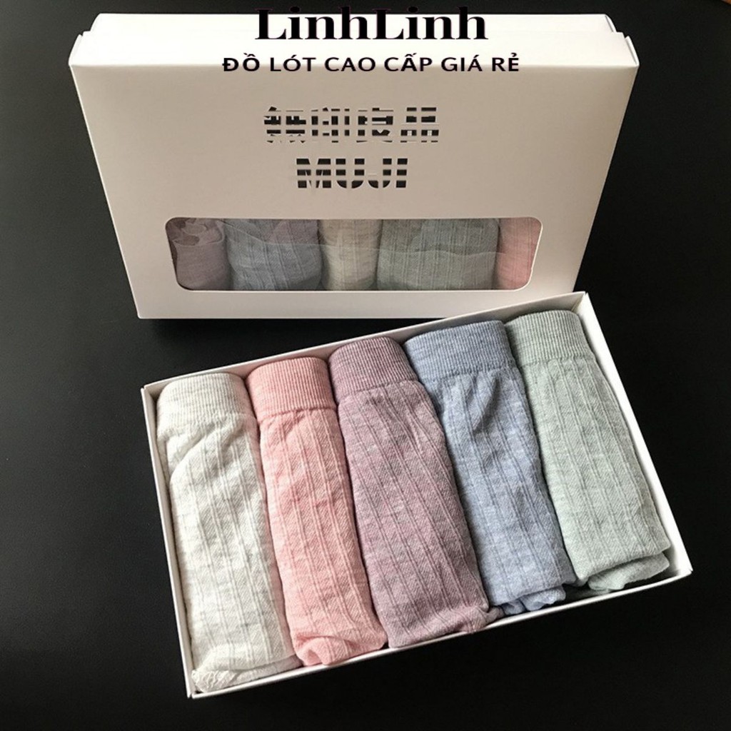 Quần Lót Nữ Muji ⭐FREESHIP⭐ Hộp 5 Quần Lót Cotton kháng khuẩn, nâng mông, thoáng mát 1236