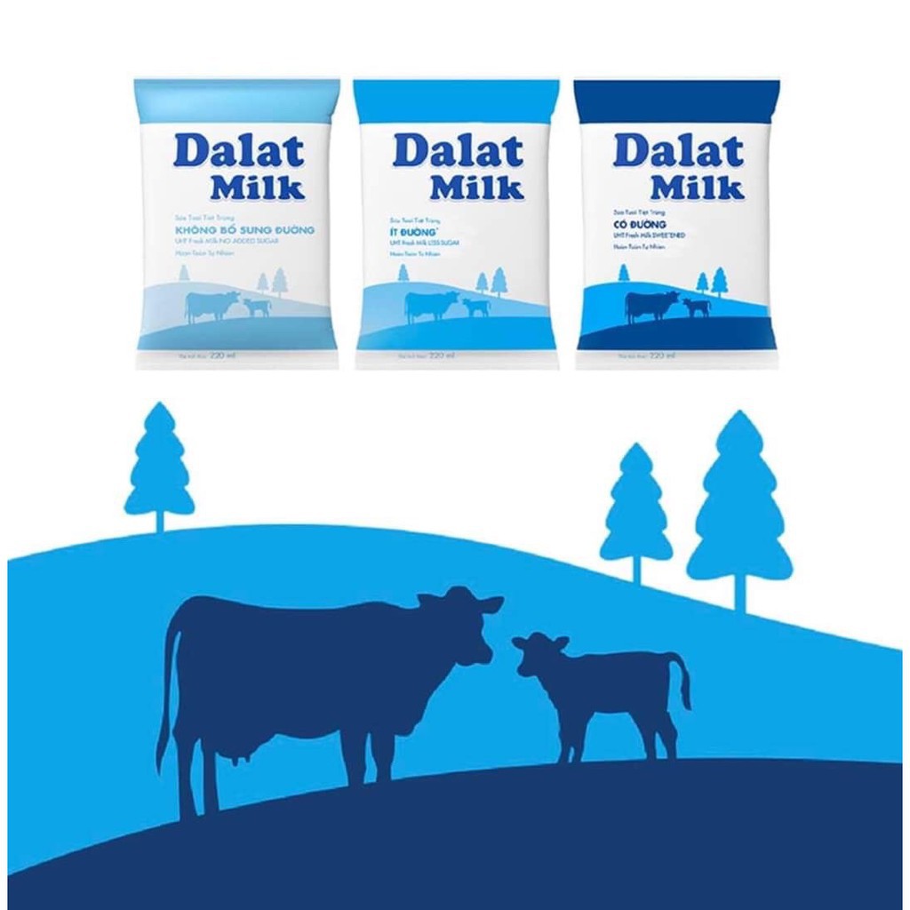 Sữa Tươi Tiệt Trùng Dalatmilk bịch giấy 220ml