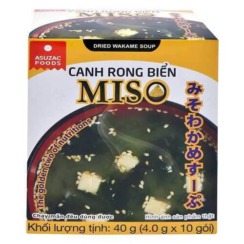 Canh rong biển ăn liền Asuzac đủ 5 vị đậu hũ, tôm, thịt bò, hến, Miso hộp nhỏ  dinh dưỡng, tiện dụng