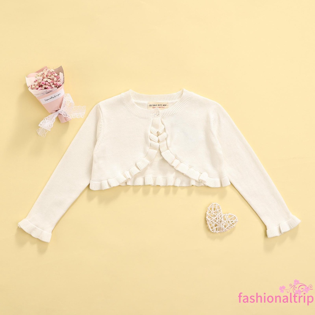 Áo Khoác Cardigan Dệt Kim Tay Dài Cổ Tròn Màu Sắc Đơn Giản Thời Trang Mùa Thu Dành Cho Bé Gái