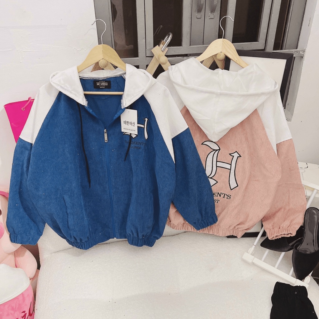 Áo Khoác Nữ Chất Nhung Tăm 2 Lớp Lót Dù Logo Thêu SỊn Sò Form Rộng Có Bo Chun Mặc Đẹp Thoải Mái [NEW UNISEX]