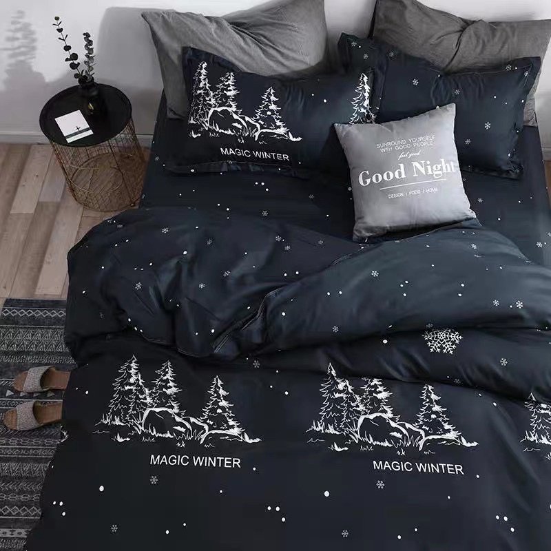 Bộ chăn ga gối cotton poly hàng nhập khẩu kèm ruột chăn thu hè và ruột gối giá rẻ nhất thị trường