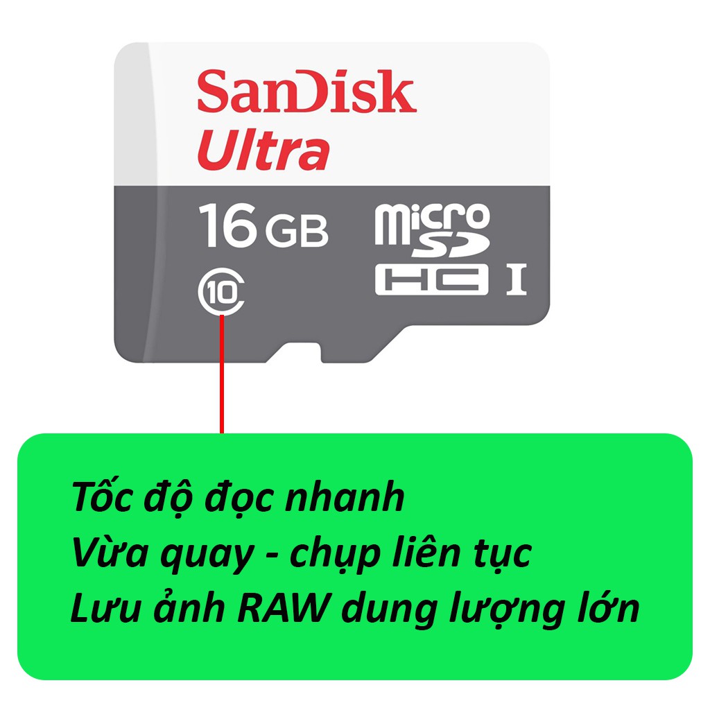 Thẻ nhớ Sandisk 16GB upto 80MB/s - Thẻ sandisk chuyên dụng cho Camera, Máy ảnh....| Bảo Hành 5 Năm