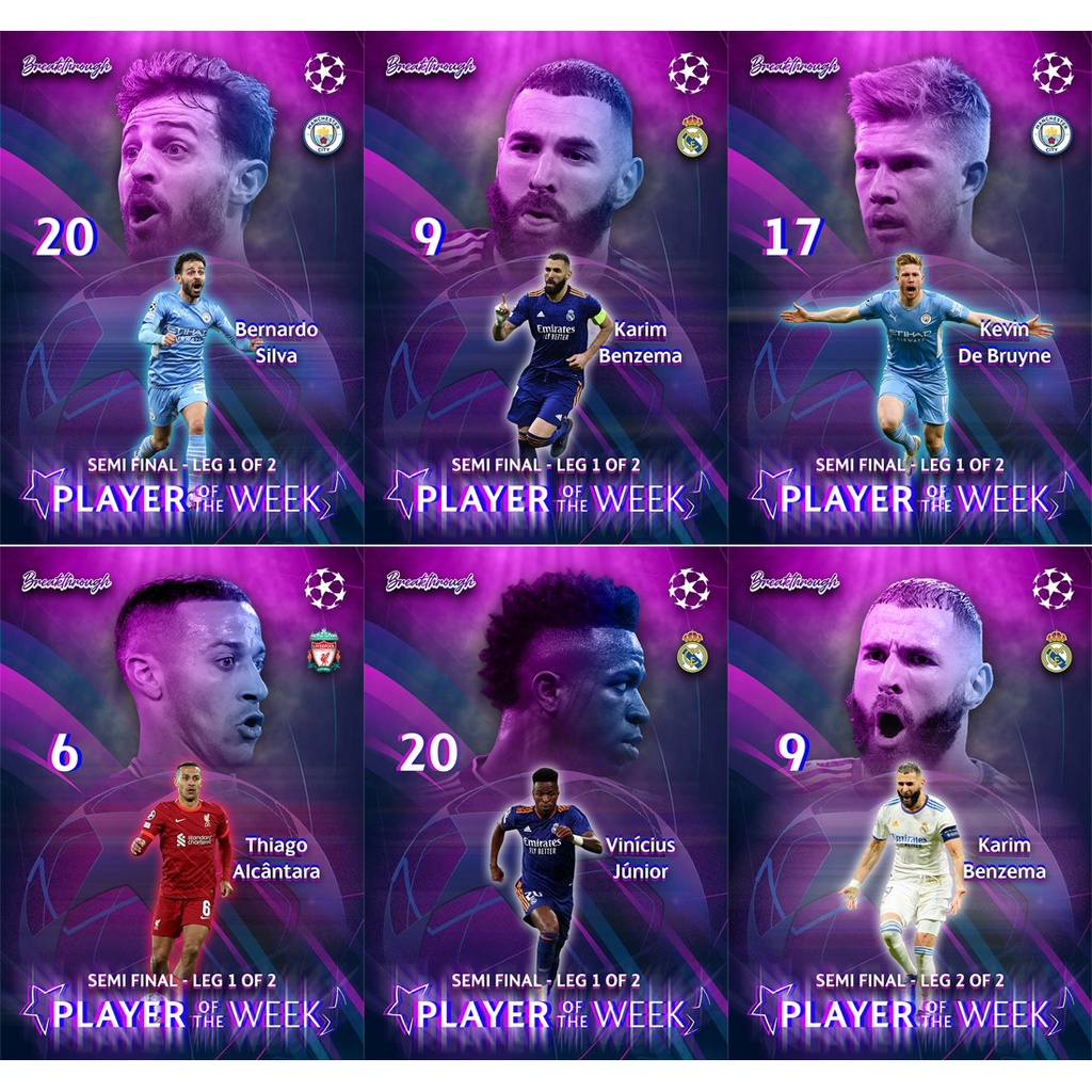 Thẻ Cầu Thủ Bóng Đá SKY Card BRTH POTW Semi FINAL 1 | Bernardo Silva Karim Benzema De Bruyne Thiago Alcantara Vinicius