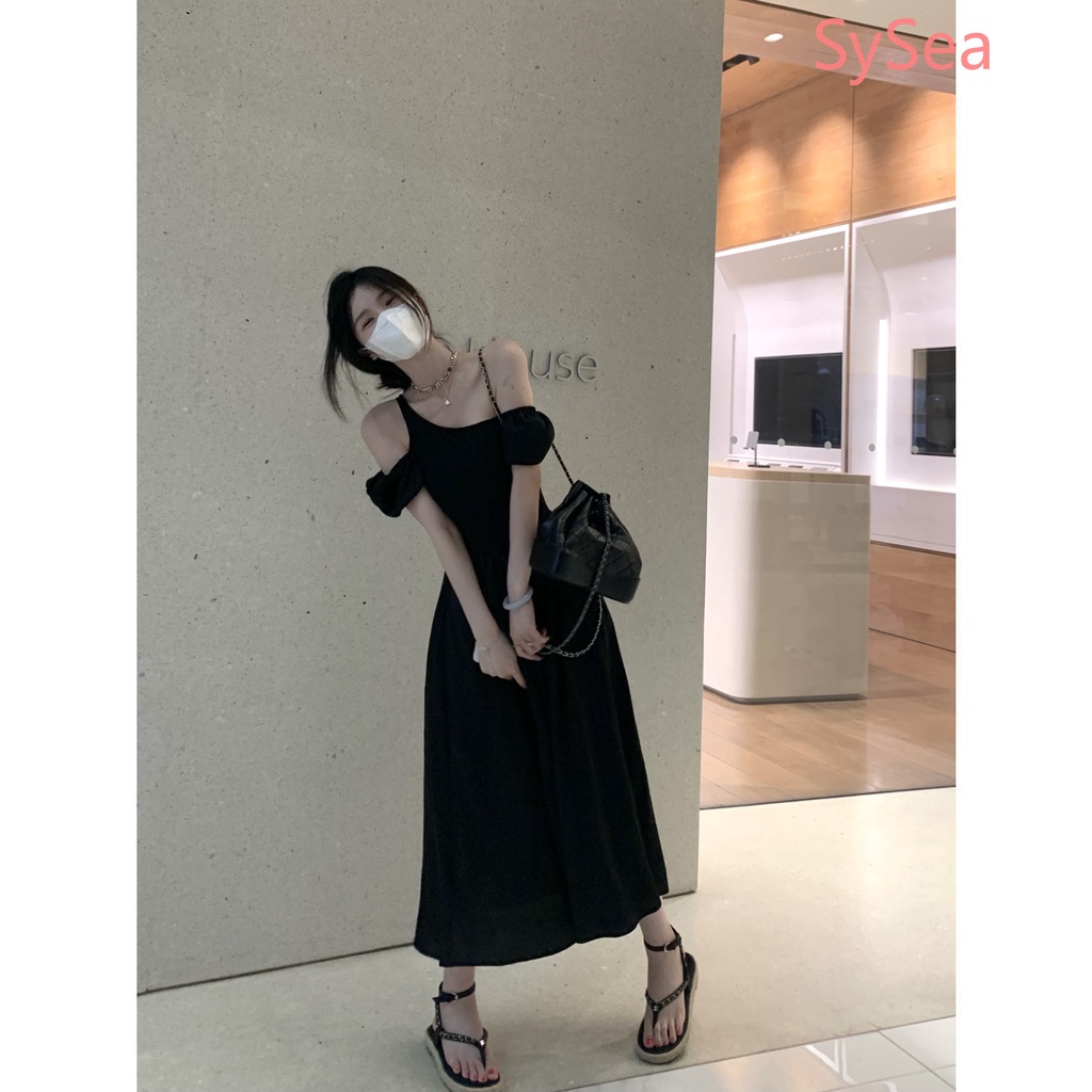 Đầm Đen Bất Đối Xứng Thời Trang Mùa Hè