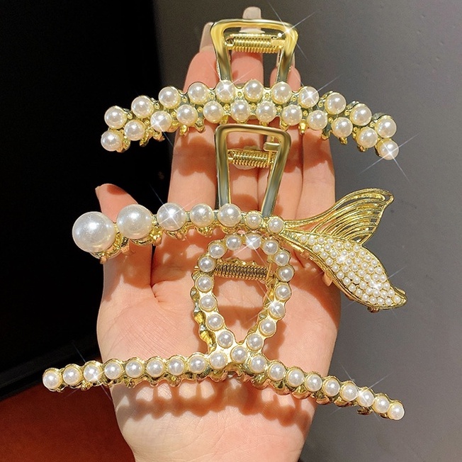 Kẹp Tóc Kim Loại Đính Đá Thời Trang Hàn Quốc Cho Nữ