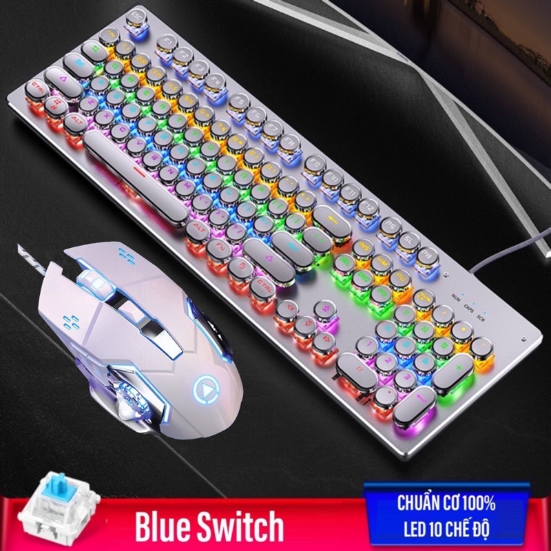 COMBO Bàn Phím Cơ Chuột Máy Tính Gaming ZK4 Pro Và G15 Nút Tròn Full Led 10 Chế Độ Hiệu Ứng Ánh Sáng Chơi Game Làm Việc