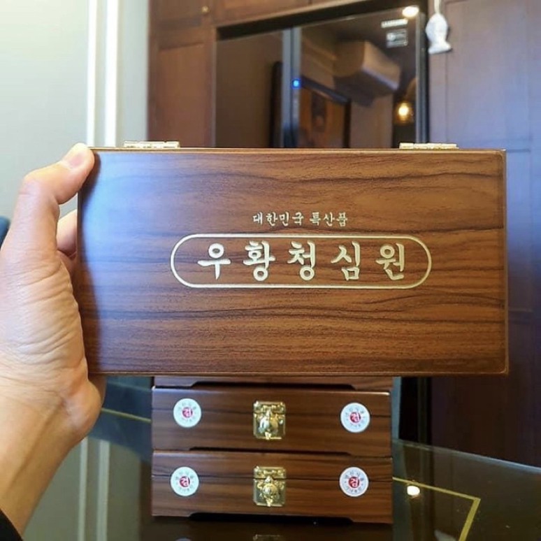 [SALE THÁNG 6] An cung ngưu hoàng hoàn Hàn Quốc hộp gỗ nâu, Hộp 10 viên