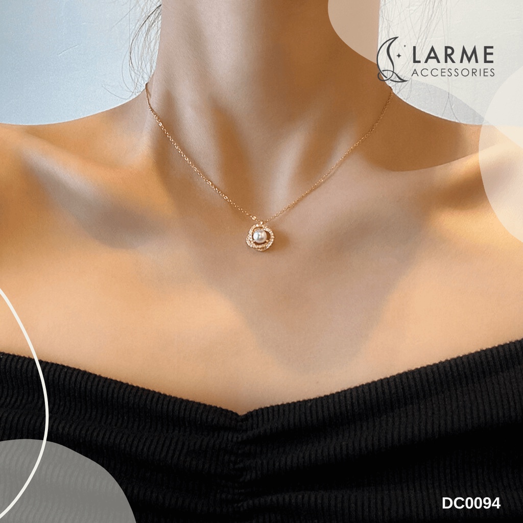 Dây chuyền nữ, vòng cổ nữ hạt trai viền đá sang trọng Larme Accessories -DC0094