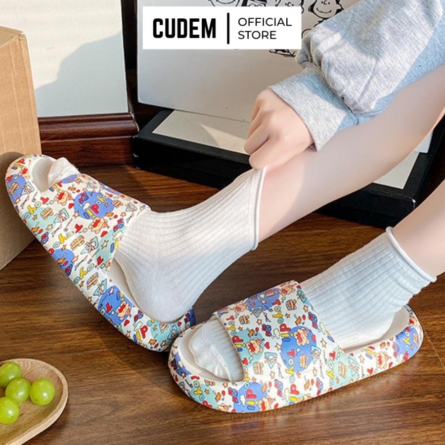 Dép bánh mì, dép quai ngang cao su cao cấp hoạt hình xinh xăn không thấm nước, chống trơn trượt D9