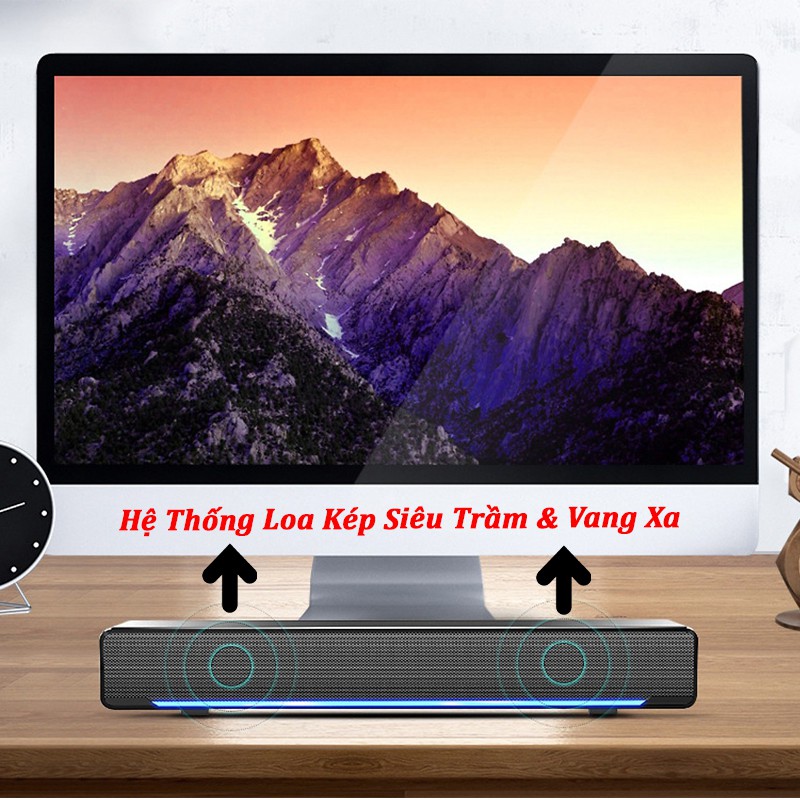 Loa Thanh Soundbar, Vi Tính  SADA V-196T-2020, Dải Led Màu Ấn Tượng, Âm Thanh Siêu Trầm - Loa Máy Tính PC, Tivi