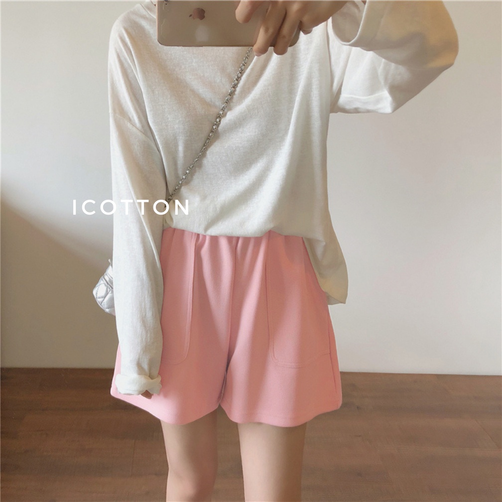 Quần đùi nữ ống rộng 💜Icotton💜 Quần cotton da cá mặc nhà thể thao, phù hợp đi chơi, đi biển | BigBuy360 - bigbuy360.vn
