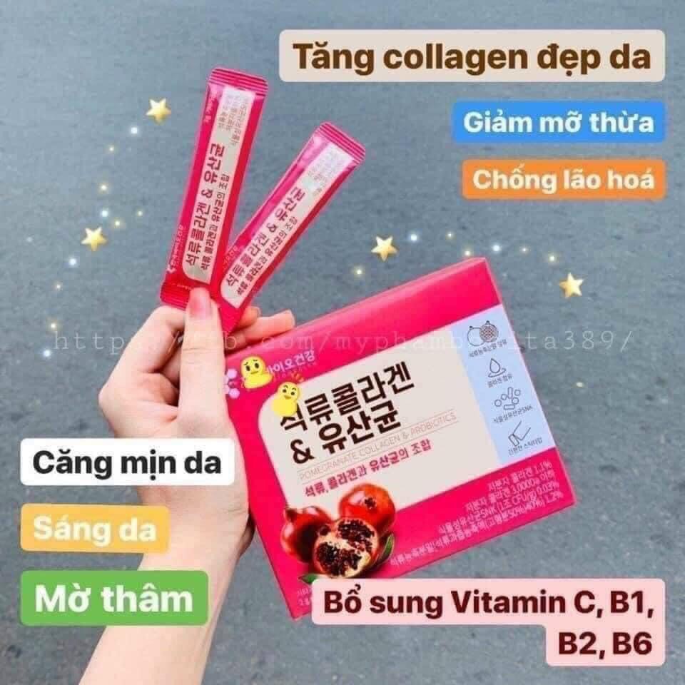 [Nội Địa Hàn] Hộp 30 Gói Bột Collagen Uống Lựu Đỏ Bio Cell Hàn Quốc Siêu Hot