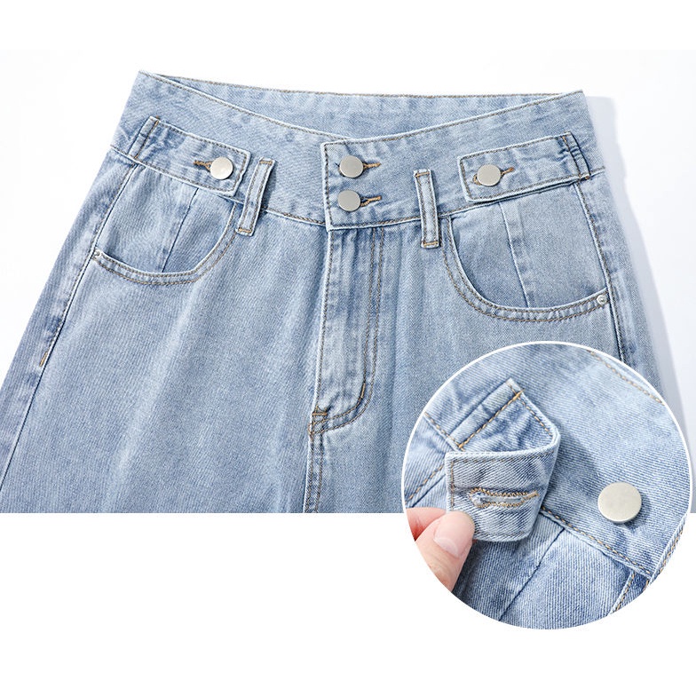 AMOI Quần Jean Ống Rộng Lưng Cao Tôn Dáng Hợp Thời Trang 2022