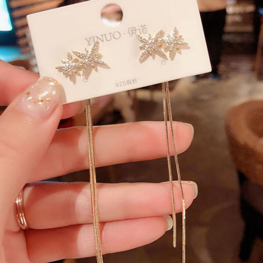 Hoa Tai Dáng Dài Hình Ngôi Sao Đính Đá Thời Trang