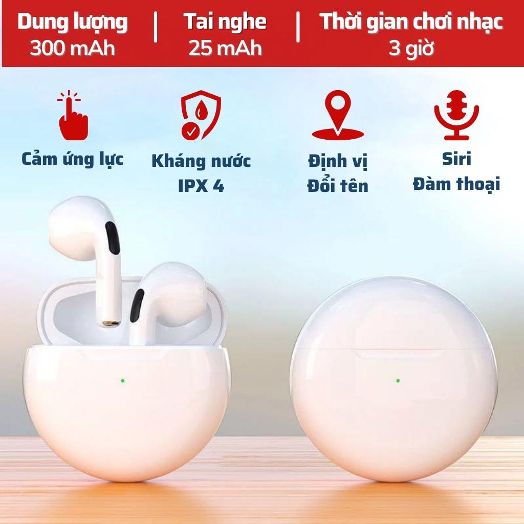 Tai nghe pro 6 bản quốc tế màu trắng âm thanh HIFI đầy đủ chức năng bảo hành 3 tháng