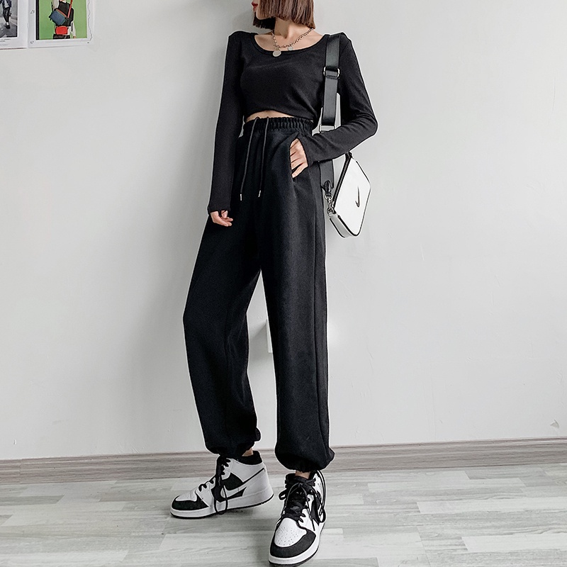 NZN Quần thể thao ống rộng thời trang năng động cho nữ