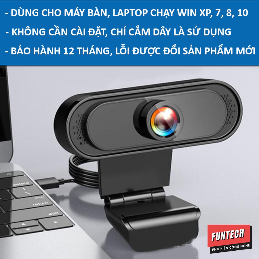 Webcam máy tính full HD 1080p cực nét có Mic dùng cho máy tính laptop full box và phụ kiện bbqmart68