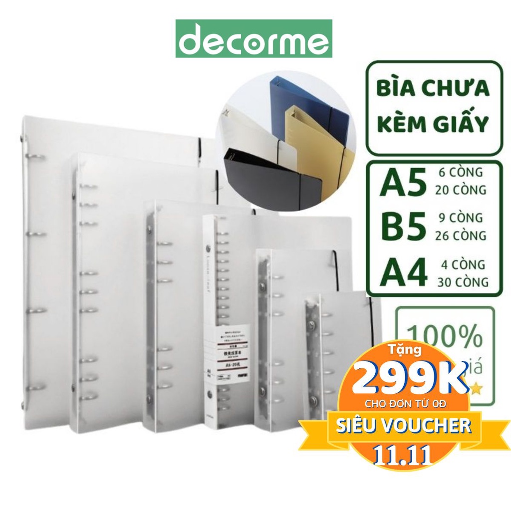 Bìa sổ còng A4 A5 B5 4 6 9 20 26 còng làm sổ planner bullet journal DECORME
