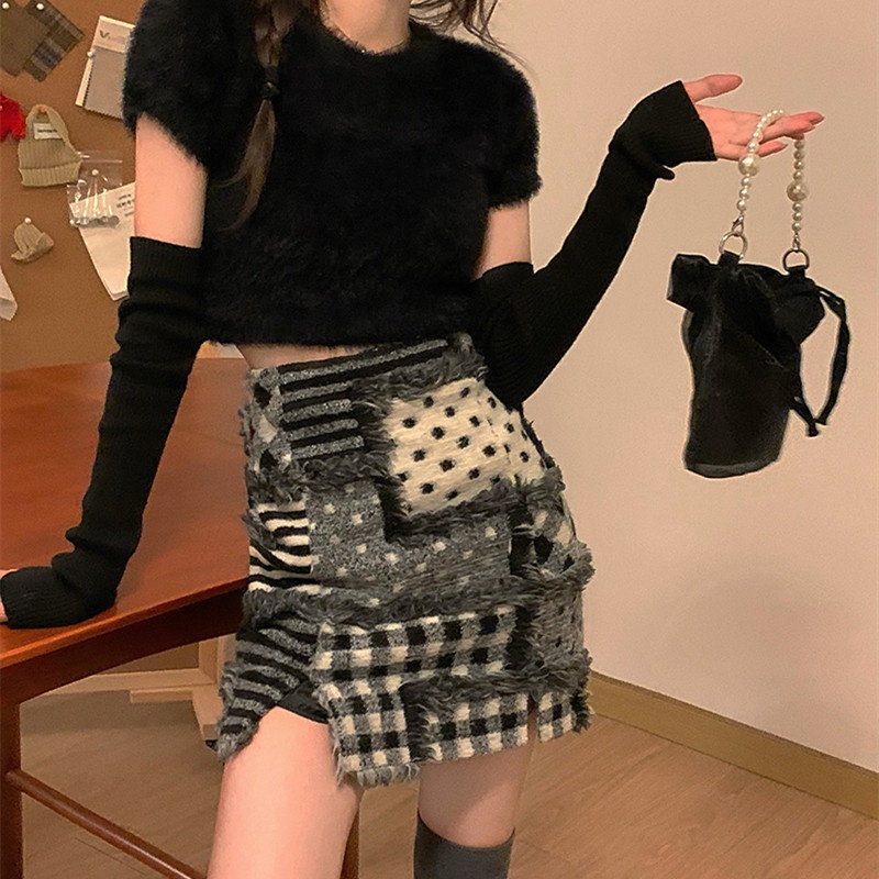 Chân váy len lưng cao dáng ôm thời trang thu đông cho nữ