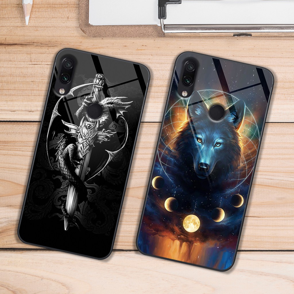 Ốp lưng kính CƯỜNG LỰC điện thoại XIAOMI REDMI 7 - NOTE 7 in hình hổ báo Doremon Case