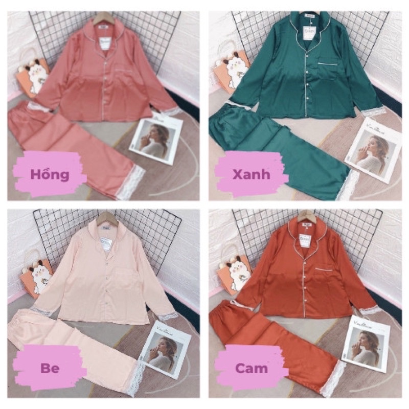 Pijama lụa EMBEAUTY bộ ngủ, mặc nhà dài tay, tiểu thư, sau sinh FREESHIP TẶNG QUÀ 0đ