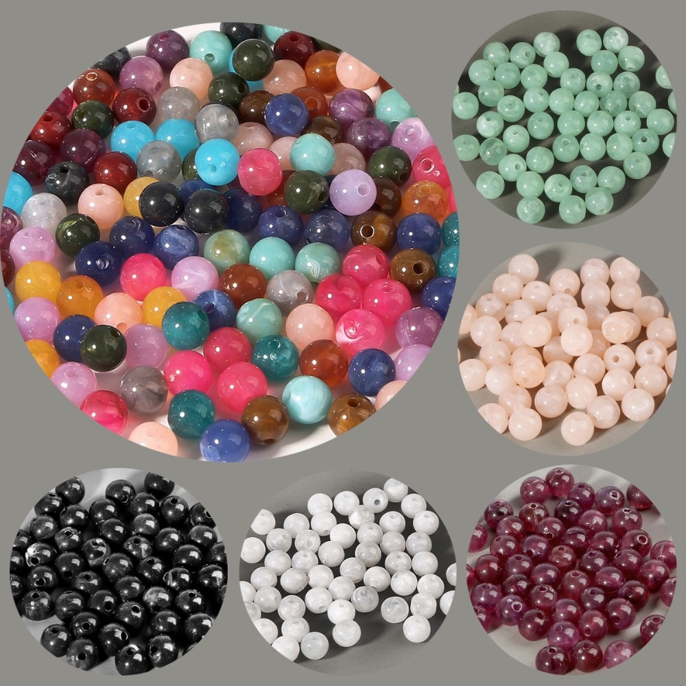 Chuỗi hạt xỏ bằng nhựa acrylic 6/ 8/ 10mm dùng làm trang sức/ đồ thủ công tùy chọn màu sắc