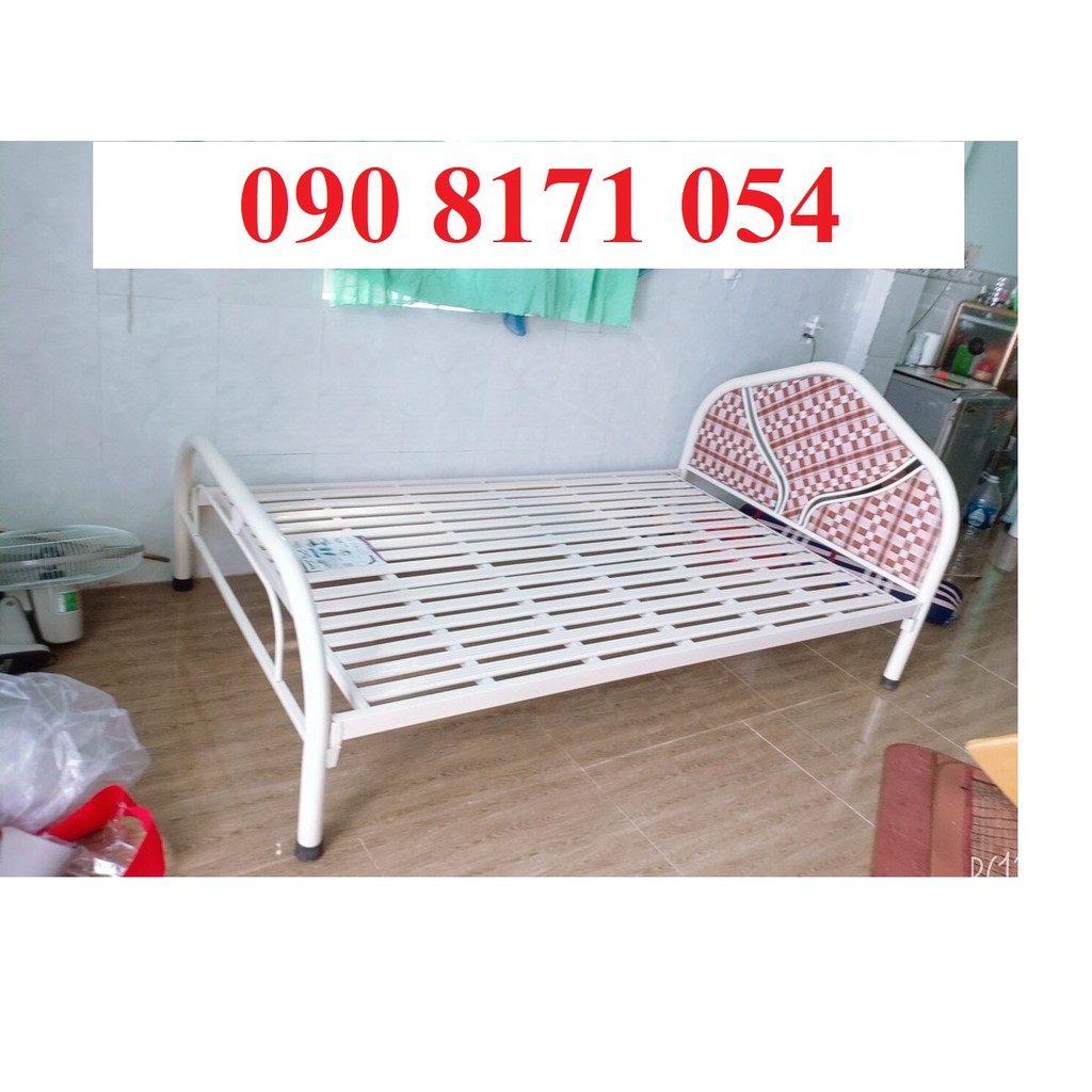 Giường sắt đơn màu xanh và màu kem 1m8.1m6.1m4.1m2.1m.80cm hàng mới bảo hàng 2 năm