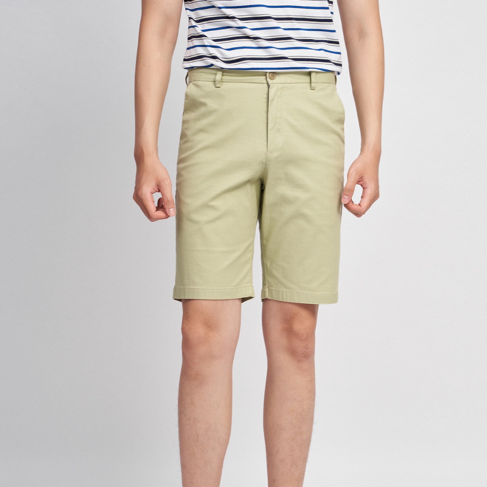 Quần short nam dáng Slim chất liệu Cotton cao cấp 1016 màu vàng chanh - Sooc nam Vulcano