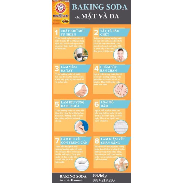 Bột Baking Soda đa công dụng khử mùi, diệt khuẩn, tẩy rửa, làm bánh, chăm sóc da 454g