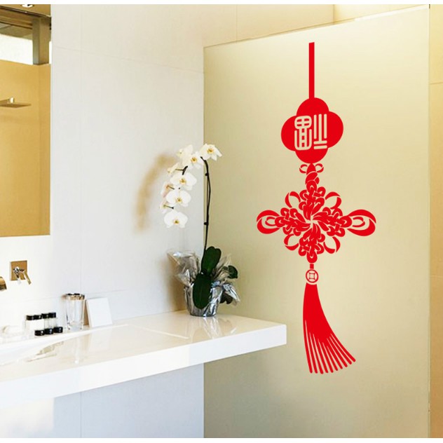 Decal trang trí Tết - Dây Kết Đồng Tâm Đỏ