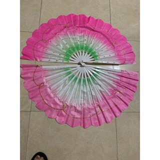 1 đôi quạt múa nan nhựa phun kim tuyến, pha màu, siêu lụa, siêu bền. dài rộng 48cm  giá rẻ