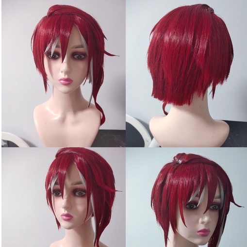 Wig/tóc giả cơ bản nữ 60cm cosplay màu vàng hồng cam đỏ nâu đen trắng bạc tím xanh