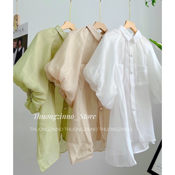 [Ảnh thật/Video]Áo sơ mi lụa Sofia cổ đức tay phồng sang sảnh Áo sơ mi nữ tính