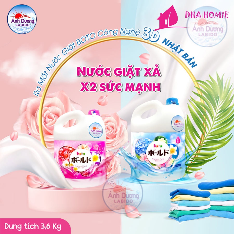 NƯỚC GIẶT BOTO ÁNH DƯƠNG - CÔNG NGHỆ NHẬT BẢN TRẮNG SÁNG VƯỢT TRỘI LƯU HƯƠNG NHẸ NHÀNG THƠM LÂU
