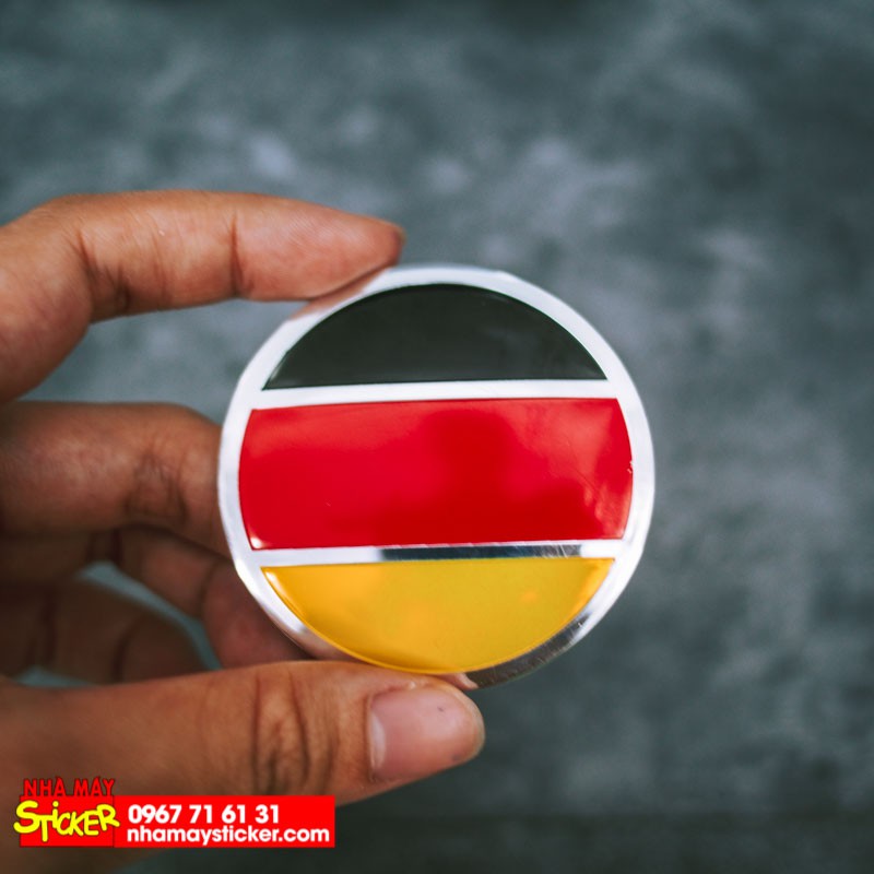 Sticker metal dán mâm xe hơi tròn 5.5cm - Cờ Đức miếng lẻ - STICKER FACTORY