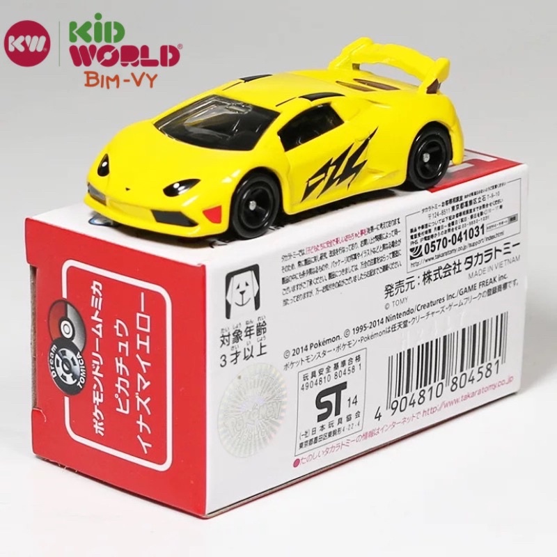 Xe mô hình Tomica Box Disney Pikachu Inazuma Yellow. MS: 820. Made in Việt Nam.