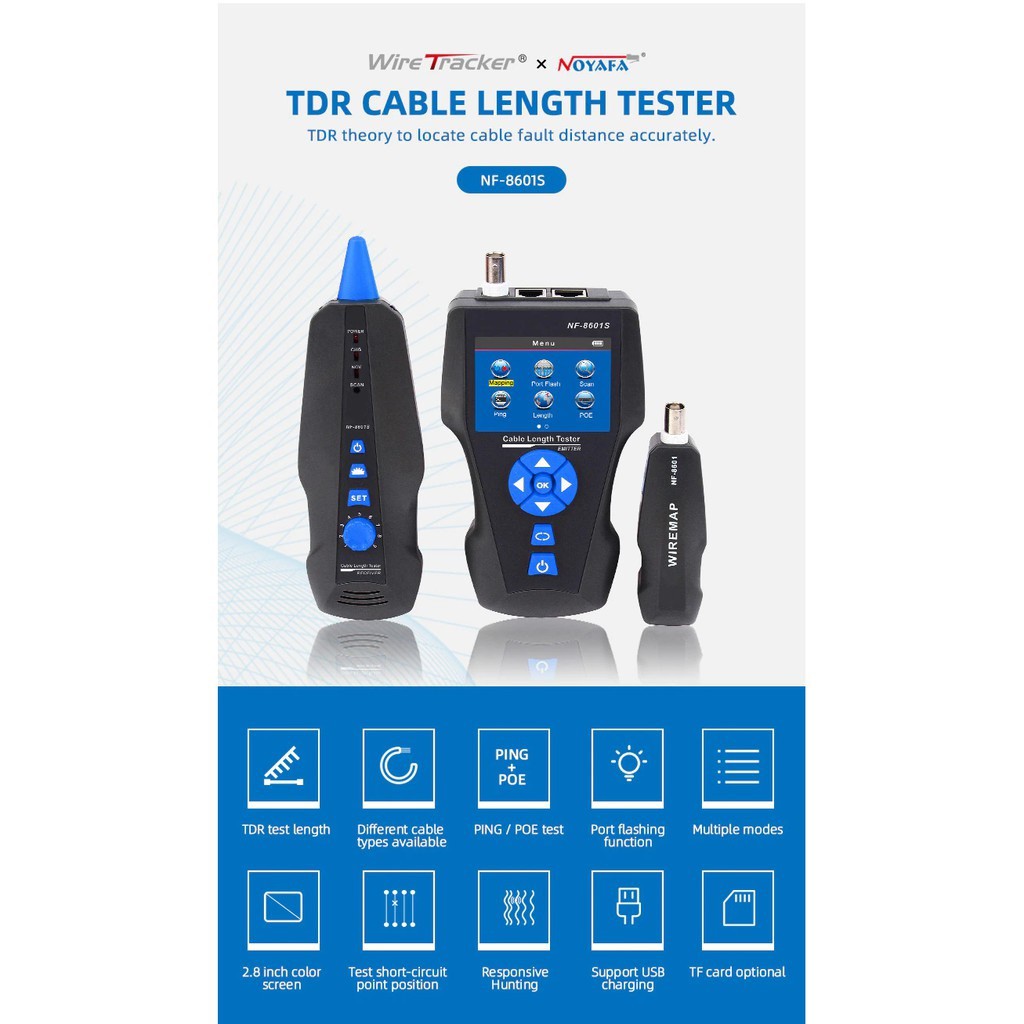 Máy test mạng noyafa NF8601S Test RJ45, RJ11, BNC, POE