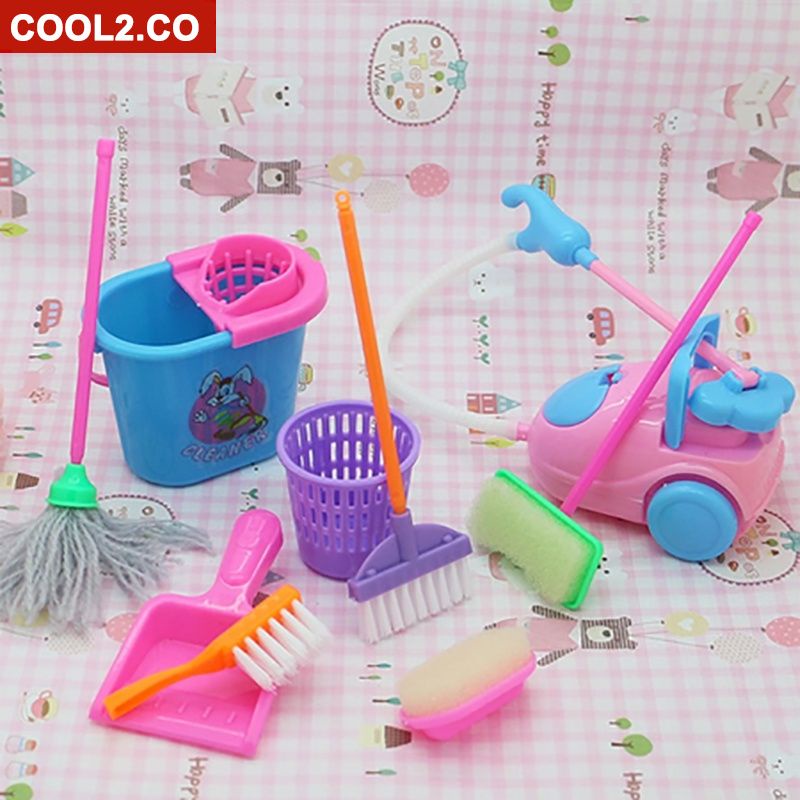 【New Year】 9 Pcs/Chổi Set Đồ Chơi Trẻ Em Cleaner Giả Vờ Cô Gái Nhựa Đồ Chơi Thiết Lập