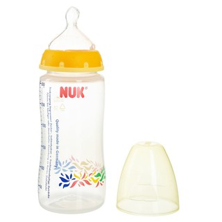 Bình sữa nhựa cổ rộng - núm silicon Nuk 300ml màu ngẫu nhiên