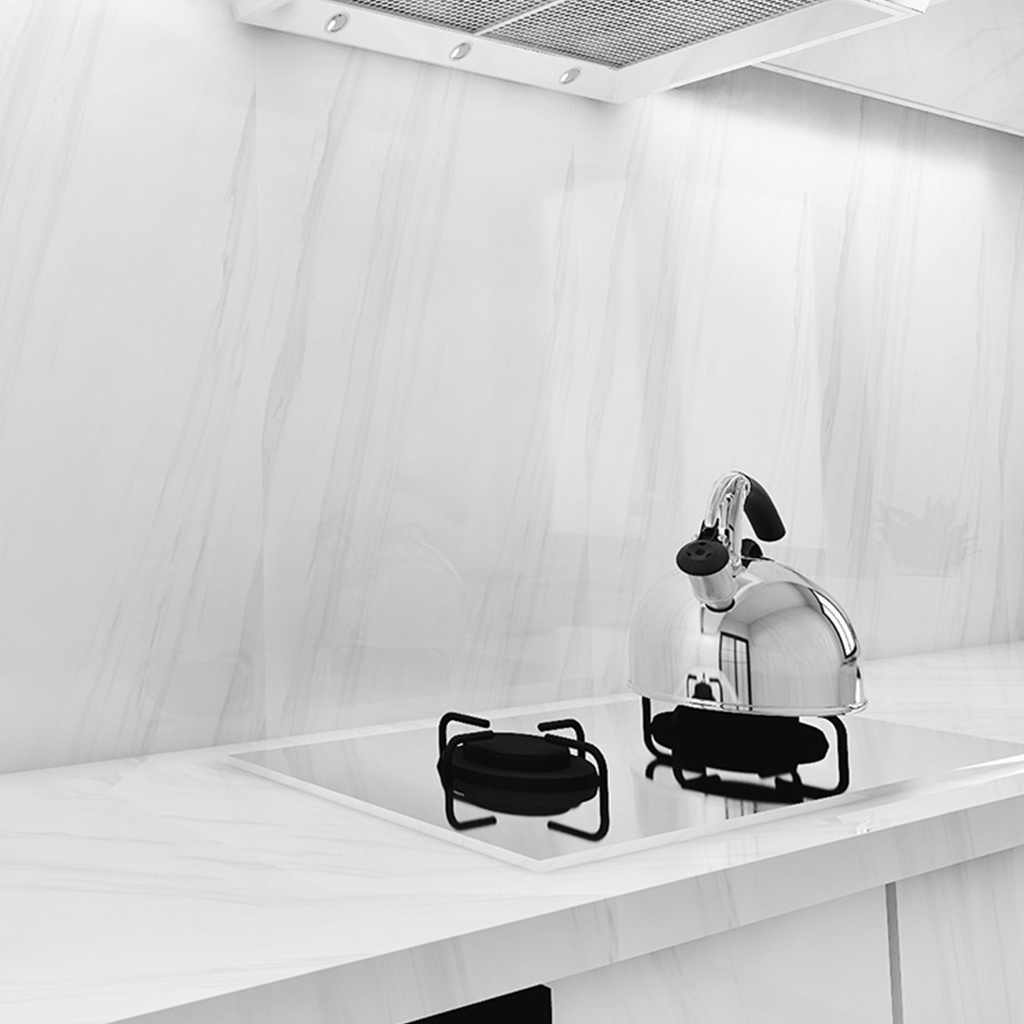 Decal dán bếp giả vân đá chống dầu mỡ tráng nhôm, giấy dán tường bàn học 3D chịu nhiệt, chống nước dễ dàng lau chùi