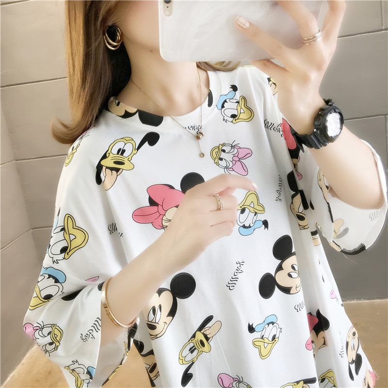 【Available COD】 - EasyCore White Large Large Size T-shirt, Cute Fashion Cartoon Wide T-shirt for Women