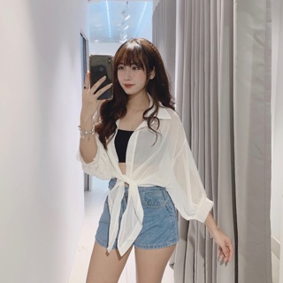 Áo voan buộc vạt Áo sơ mi nữ Jna Official