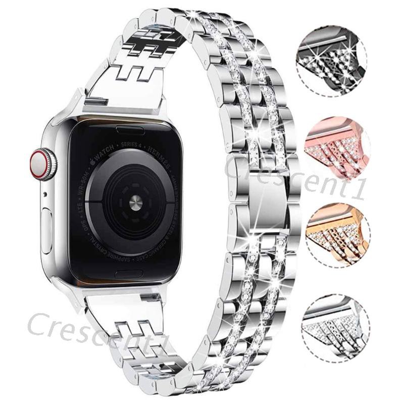 Dây Đeo Kim Loại Đính Đá Cho Đồng Hồ Thông Minh Apple Watch