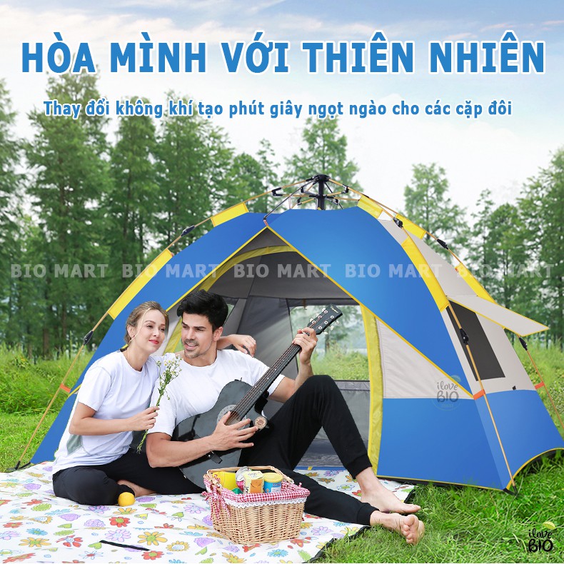 Lều Cắm Trại Dã Ngoại 4-6 người, Lều Phượt Du Lịch Tự Bung Chống Nước, Chống Tia Tử Ngoại - TB030