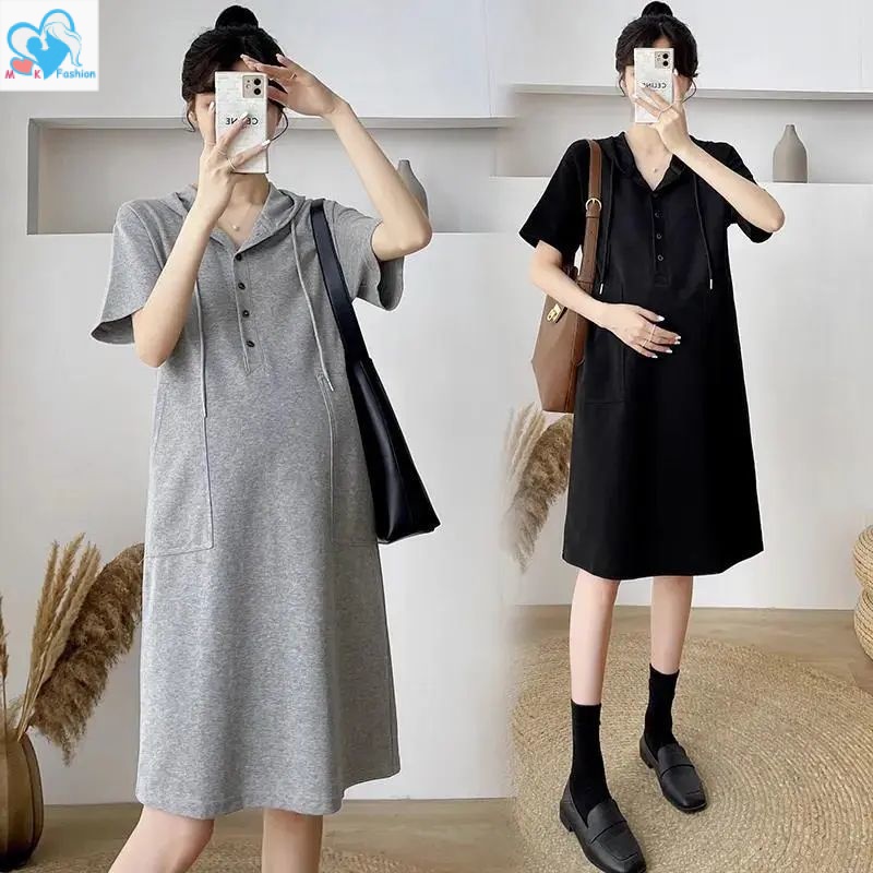 Mom&Kids High Quality Đầm Ngắn Tay Dáng Rộng Phong Cách Phương Tây Cho Phụ Nữ Mang Thai Cỡ 40-150KG