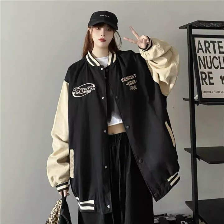 Áo Khoác Bomber Nữ Chất Liệu Da Lộn Hai Màu Thêu 1983 Kiểu Dáng Bóng Chày Form Chuẩn Mặc Đẹp [NEW UNISEX]
