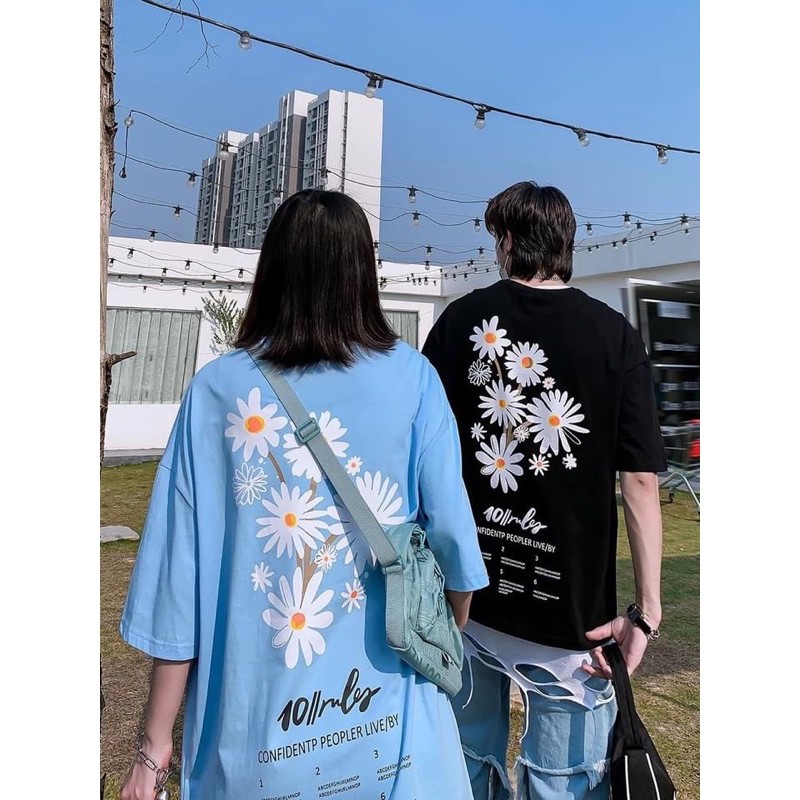 [Mã SKAMSALE06 giảm 10% tối đa 100K đơn 150K] Áo thun unisex from rộng cổ tròn tay lỡ freesize 38 - 70kg 5 HOA CÚC | BigBuy360 - bigbuy360.vn