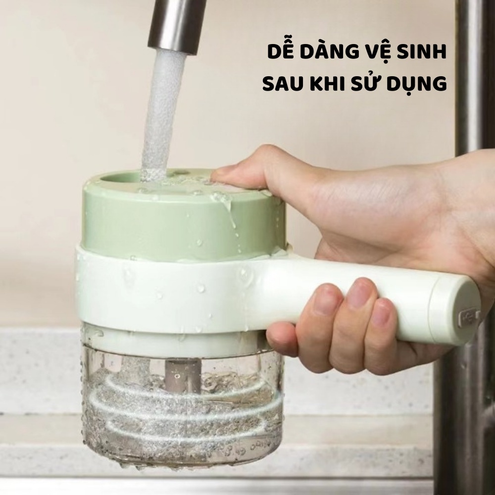 Máy Xay Rau Củ Qủa, Tỏi Ớt Cầm Tay, Máy Thái, Băm Tỏi Ớt Rau Củ Sử Dụng Pin Sạc Cổng USB Đa Năng Tiện Dụng Cho Nhà Bếp