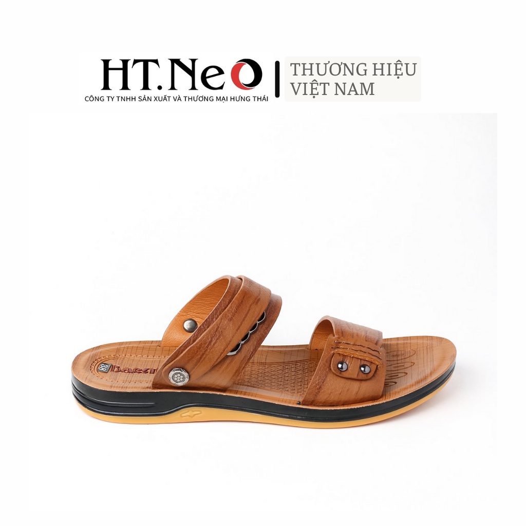 Sandal nam da bò đế kếp HT.NEO- hàng da bò nguyên miếng 100% kết hợp đế kếp cao su siêu bền SD68